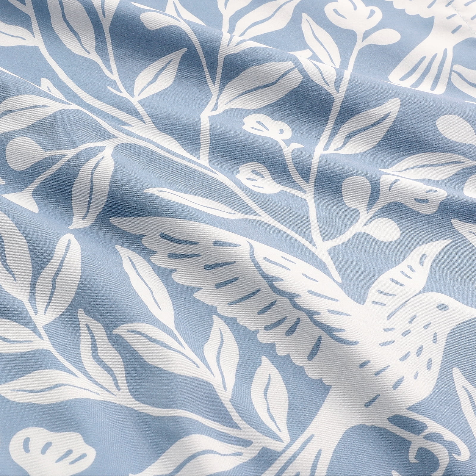 Notticasa 3-Piece Printed Comforter Sets,Blue,California King,Features a Floral and Peacebird Design, Including a Quilt Cover and Pillowcases