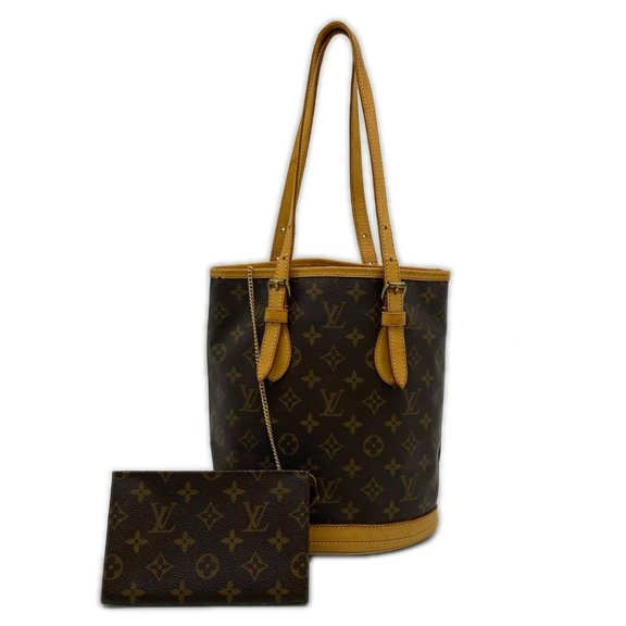 Pre-Owned LOUIS VUITTON Louis Vuitton Monogram Canvas Bucket PM M42238 Handbag Brown Coated...
