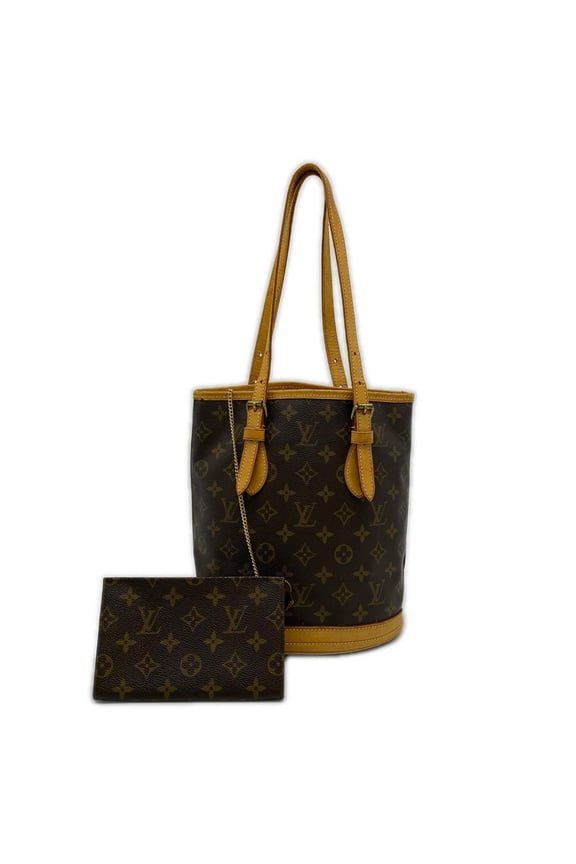 Pre-Owned LOUIS VUITTON Louis Vuitton Monogram Canvas Bucket PM M42238 Handbag Brown Coated...