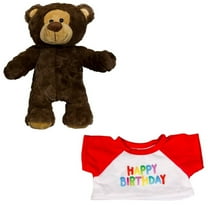 Brown Teddy Bear with "Happy Birthday" T-Shirt - Soft Plush Toy for Birthday Gifts and Celebrations
