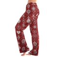 thumbnail image 2 of Christmas Womens Pajamas Casual Flannel Christmas Snowflake Print Pajama Pants Comfy Elastic Waist Fall Pj Bottoms Holiday Soft Sleep Loungewear Pants Wine XS, 2 of 7