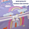 thumbnail image 5 of ZRNBAST Zipper Kids Comforter Set, 3-Piece Purple Twin Bed in a Bag, Cartoon Rainbow Stars Flowers Printed Zip Up Comforter Set for Girls, All in one Zipper Bedding(Purple,Twin), 5 of 11