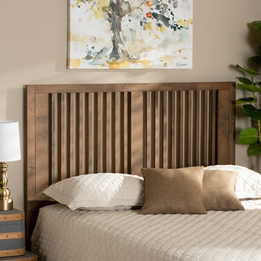 Baxton Studio Harena Contemporary/Modern Slat Back Support Rubberwood Headboard, Queen, Ash Walnut
