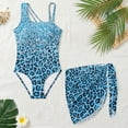 thumbnail image 4 of SEANATIVE One Piece Bathing Suit for Girls Mesh Cover-up Skirt Cutout One Shoulder Beach Swimsuits with Adjustable Strap, Size 7-8 Years Old, Glitter Leopard Print Blue, 4 of 7