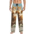 thumbnail image 2 of Jumping Orange Cat Mens Cotton Pajama Pant Sleep and Lounge Bottons with Pockets, 2 of 7