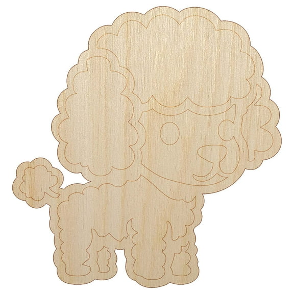 Cute and Fluffy Poodle Dog Wood Shape Unfinished Piece Cutout Craft DIY Projects - 4.70 Inch Size - 1/8 Inch Thick