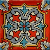 4.2x4.2 Red Picota Talavera Mexican Tile, Set of 9 pcs