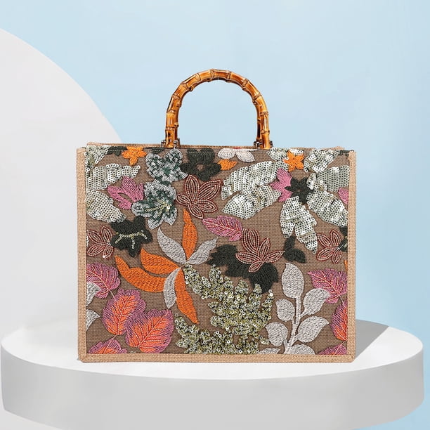 Bolsas De Mano Bolso De Hombro Compuesto Lentejuelas De Gran Capacidad Durable Mujeres Lino Damas Compras