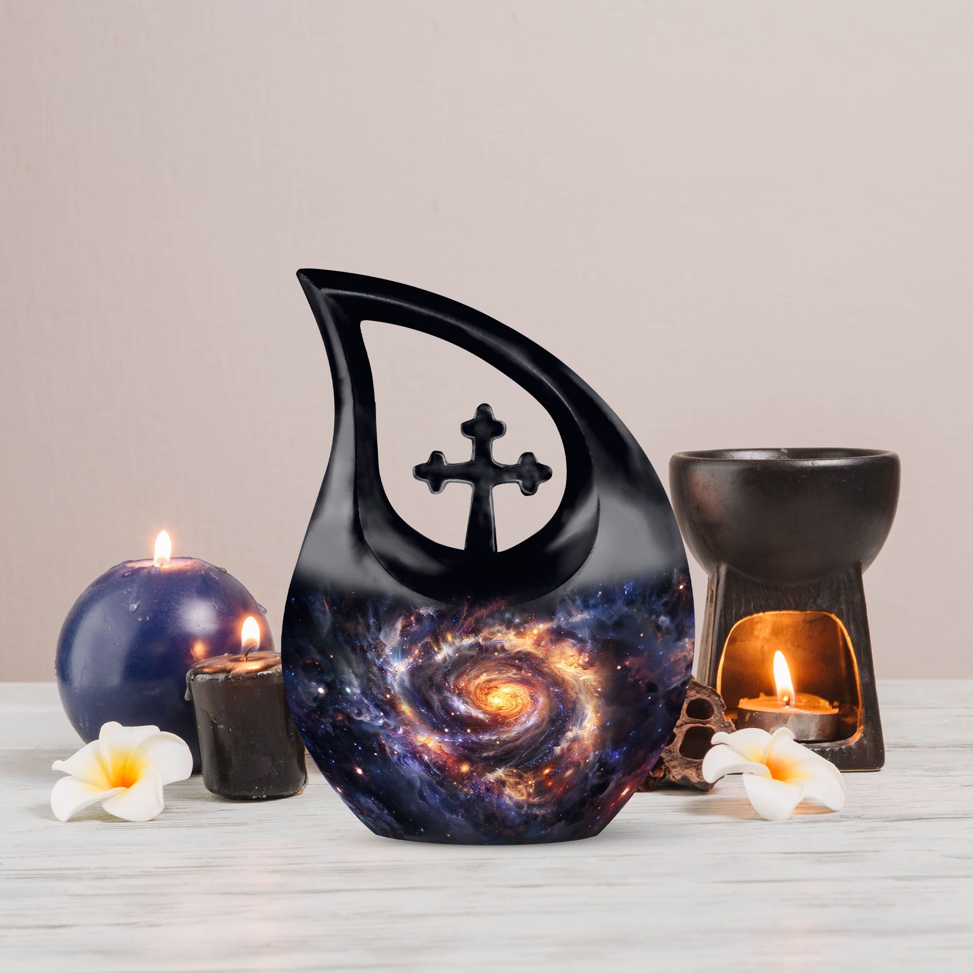 MUKTIVE Galaxy Memorial urns for Human Ashes Adult Female - Large Burial Decorative urn for Human Ashes Adult Man - Funeral Ashes 10 inch