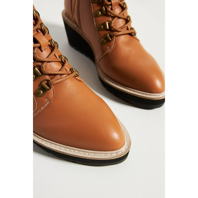 Cecelia New York Geraldine Saddle Leather Lace Up Fur Ankle Welt