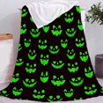 thumbnail image 7 of Spooky Black Green Ghost Throw Blanket, Soft Cozy Plush Flannel Fleece for Kids Adults, Halloween Holiday Room Decor for Couch Sofa Bed Nap, 27x40in, 7 of 7