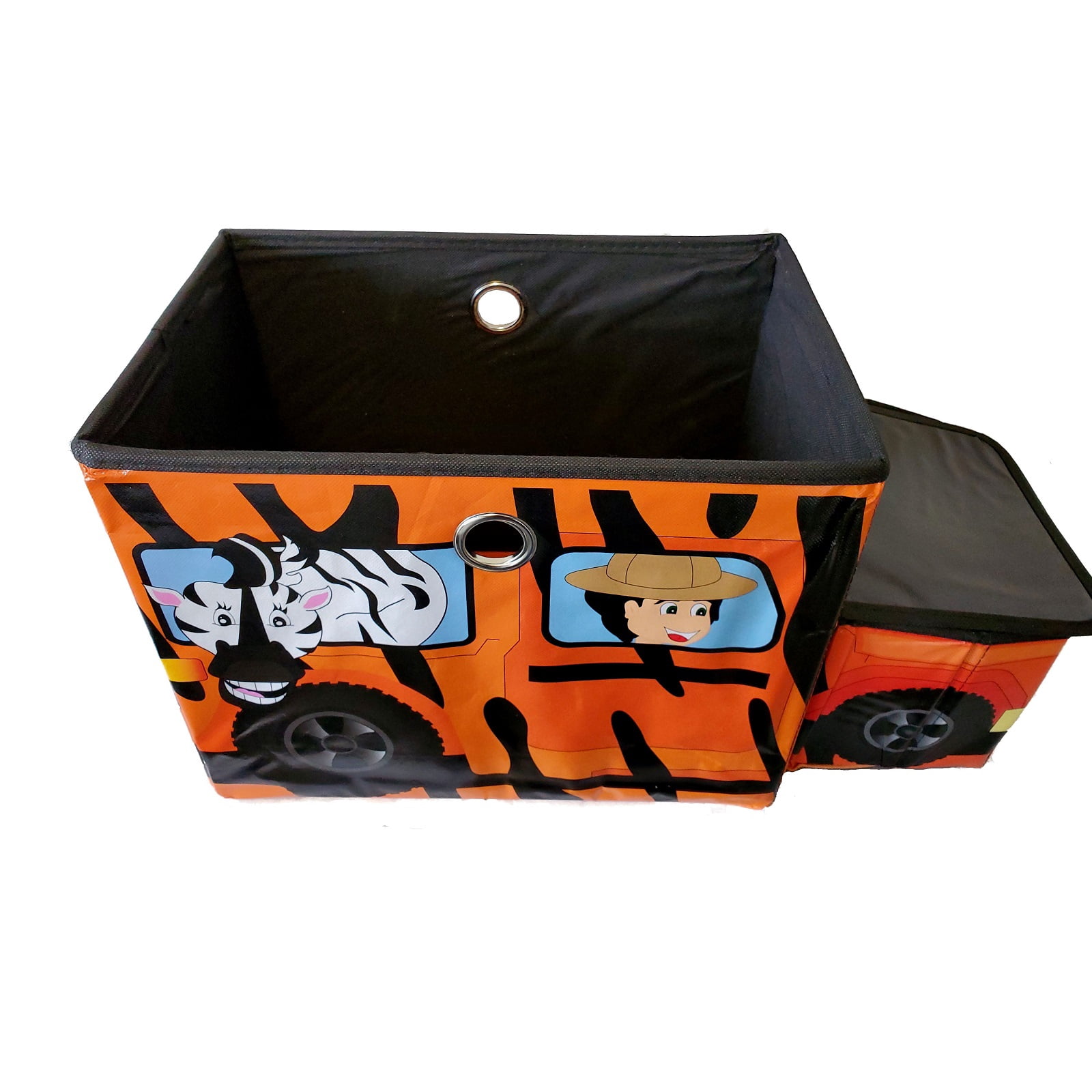 Safari Truck with Zebra Kids Storage Toy Box Bin Organizer MDF Seat Foldable