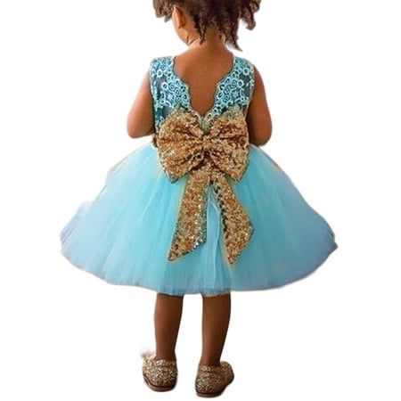 

PBaeM Baby Toddler Girls 12M-5T Sequins Ball Gown Lace Bow Skater Tuxedo Dress