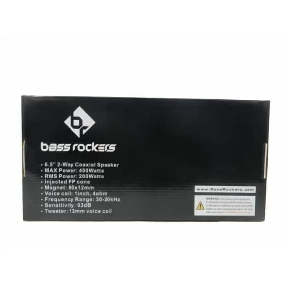 Bass Rockers BR650 6.5" 2-Way Car Audio Coaxial Speakers | 400 Watts Boat ATV UTV RV Truck Pair 4 Ohm New Technology Design