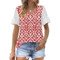 thumbnail image 1 of Fashion Woman Casual V-Neck Vintage Solid Mesh Blouse Short Sleeve T-Shirt Summer Tops, 1 of 6