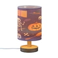 thumbnail image 2 of White Pumpkin and Skull Small Lamp Printed Gifts Table Lamp USB Bedside Desk Nightstand Lamp Wood Base for Bedroom Living Room Office Desk College Dorm, 2 of 7
