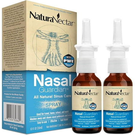 NaturaNectar Propolis Natural Saline Nasal Spray, Guardian Spray - 2-Pack, 1 Fl Ounce - Sinus Rinse & Sinus Relief - with Brazilian Bee Propolis, Gentle & No Burning Sensation - Natural Ingredients