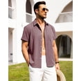 thumbnail image 3 of Camisa Alimens & Gentle de lino para hombre, manga corta, color rojo vino, 2XL, 3 of 5