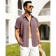 thumbnail image 3 of Camisa Alimens & Gentle de lino para hombre, manga corta, color rojo vino, 2XL, 3 of 5