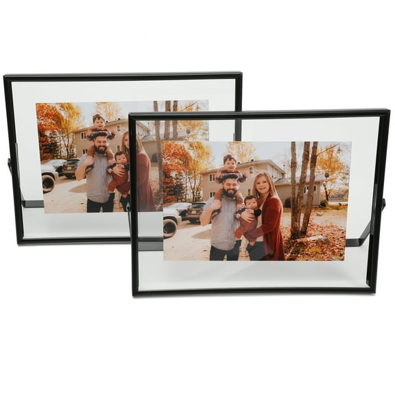 AhaGo 6x8 Black Floating Picture Frame, 2 Set, Horizontal, For Photo 6x8, 5x7, 4x6, Classy For Festival, Wedding