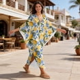 thumbnail image 5 of DISNIMO Lemon Flower Print Women Kaftan Dress Plus Size Swimsuit Cover Up V Neck Batwing Sleeve Caftans Beach Dress Summer Swimsuit Loungewear V Neck Loose Fit Bathing Suit Coverups, 5 of 7