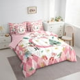 thumbnail image 3 of Manfei Teens Xmas Tree Fairy Bedding Comforter Set 7 Pieces, Cartoon Monogrammed C Full Bedding Set, Pink Christmas Plaid Reversible Fitted Sheet Flat Sheet, Breathable Home Decor, 3 of 7