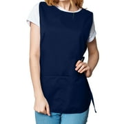 DALIX Cobbler Apron Two Pockets Smock Regular Double Sided Apron, Navy Blue
