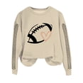 thumbnail image 4 of VISALY Pullover Crewneck Sweatshirt for Womens Football Sweatshirt Graphic Print Pullover Casual Long Sleeve Shirts Fall Tops Tunic Sweatshirts Oversized Shirts Soft Lightweight Sweatshirt Beige L, 4 of 4