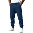 thumbnail image 4 of MXALUOB Men's Cargo Joggers Elastic Waist Drawstring Utility Winter Pants Solid Color Cinch Bottom Casual Trousers with Multi Pockets, 4 of 6