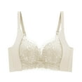 thumbnail image 2 of HOMBOM 2025 New Womens Bras Full Coverage Bralette Lace Bras Wireless Spaghetti Straps Comfortable White Brassiere 34C, 2 of 8