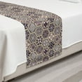 thumbnail image 2 of Antique Oriental Bed Runner, Flowers in Honeycomb Look Frames Rhythmic Pattern, Decorative Accent Bedding Scarf for Hotels Homes and Guestrooms, Twin, Pale Tan Dark Taupe Grey, by Ambesonne, 2 of 2