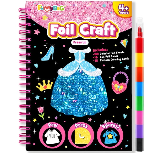 Foil Art Craft Activity FUNNYB&G para niños con 80 láminas de aluminio