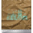 thumbnail image 1 of Soimoi Brown Moss Georgette Fabric Dot & Sketch Monuments Architectural Print Fabric by the Yard 42 Inch Wide, 1 of 1