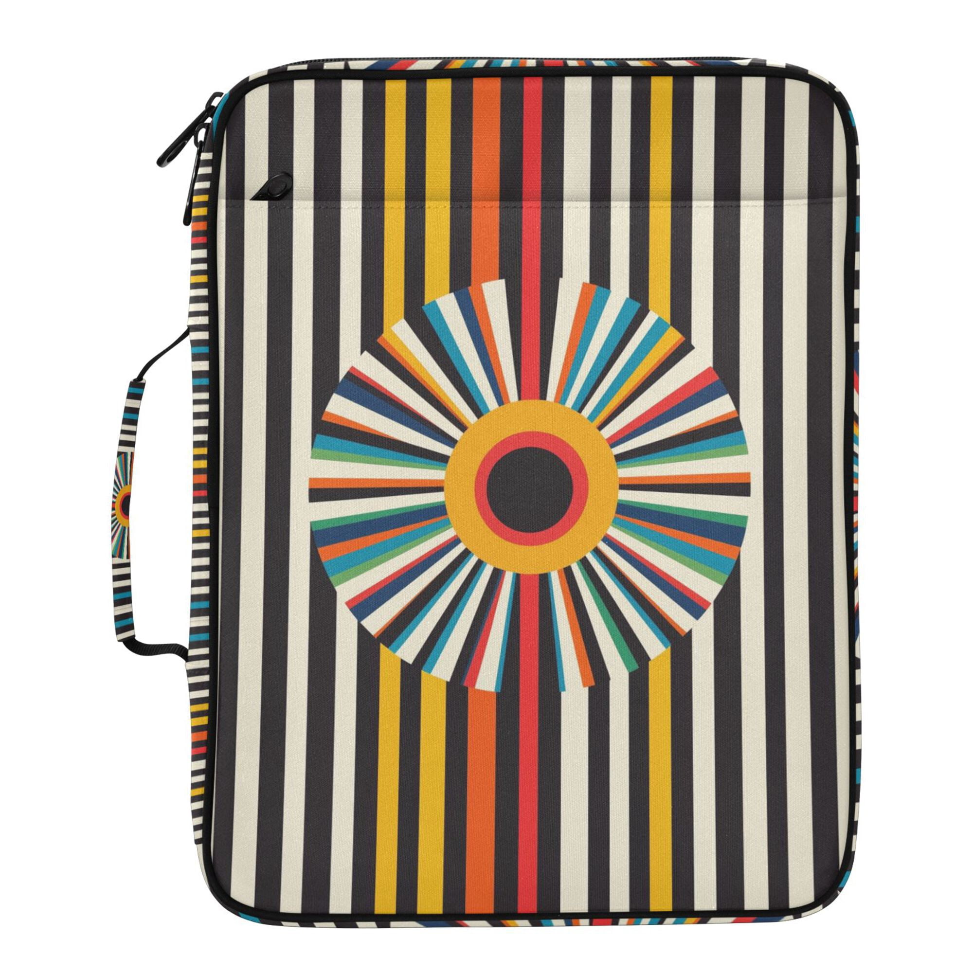 FORMRS Accordion File Folder A4 Size 7-Pocket Expanding Document Organizer Bag with 3 Ring Binder, Geometric Stripes