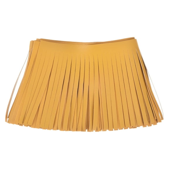 Uxcell 1 Yard 4 Inch Faux Leather Fringe Trim Tassel Fringe for Sewing, Yellow