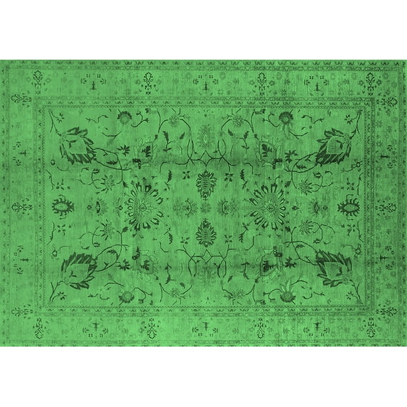 Ahgly Company Indoor Rectangle Oriental Emerald Green Traditional Area Rugs, 3' x 5'