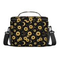 thumbnail image 3 of Sunflower and Moon Black Pattern Insulated Lunch Box for Women Men, Medium Leakproof Cooler Bag with Adjustable Strap, 10"x6.7"x8", 3 of 6