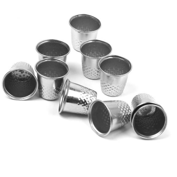 FONDOTIN 10Pcs Sewing Thimble Set Hard Metal Craft Tools and Accessories for Hand Stitching