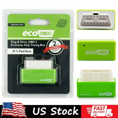 IVBDQV Economy Fuel Saver Eco OBD2 Benzine Tuning Box Chip for Petrol Car Gas Saving Gasoline Car (Green) US Stock C16