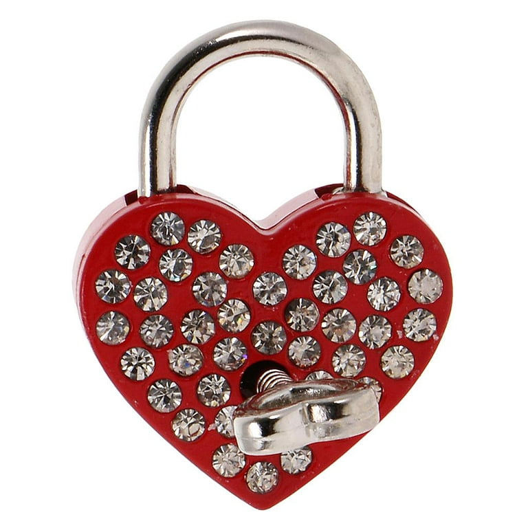 Angoily 1 Set Love Lock Mini Padlock Key Padlock Heart- Shaped Lock Plating  Love Lock Color Wishing Lock Bag Hanging Lock Heart Shaped Padlock Plating