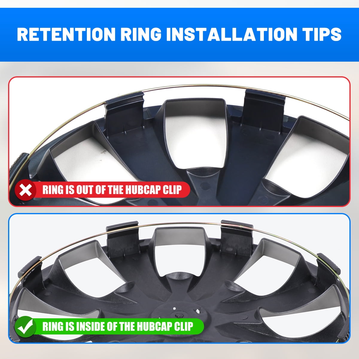4Pcs Wheel Rims Cover,17 inch Universal Hubcap for Steel Wheel Rims Cover,Snap on Installation with Retention Rings,Black Lacquer