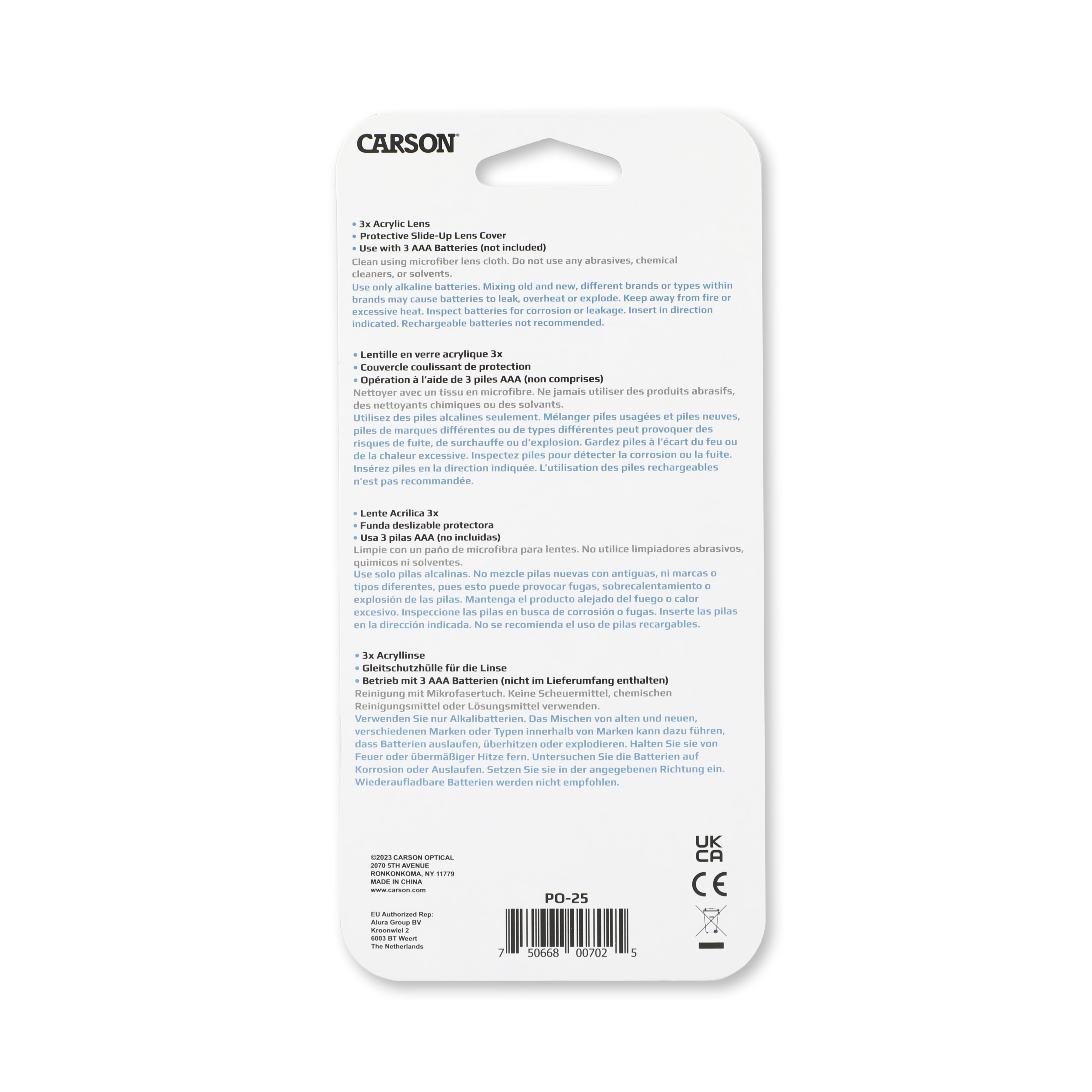 (3 pack) Carson MiniBrite 3x LED Lighted Slide Out Portable Magnifier with Built-In Protective Sleeve