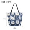 thumbnail image 5 of FORMRS Womens Canvas Tote Bag with Zipper Inner Pocket Shoulder Handbag, Blue Cats and Hearts, 5 of 7
