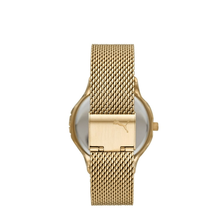 PUMA Women's Reset Three-Hand Date, Gold-Tone Alloy Watch, P1008