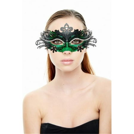 Kayso MEP001BKGN Plastic Mask with Black Metal Eye Piece & Clear Rhinestones, Black &