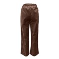 thumbnail image 3 of Women's Casual Stylish Elastic High Waisted Corduroy Trousers with Drawstring, Wide Leg Pants for Women, Fall Winter Fashion Bottoms, Ribbed Velvet,Coffee,L, 3 of 4