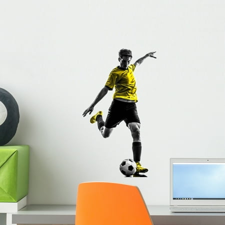 Brazilian Soccer Football Player Wall Decal by Wallmonkeys Peel and Stick Graphic (18 in H x 10 in W) WM198318