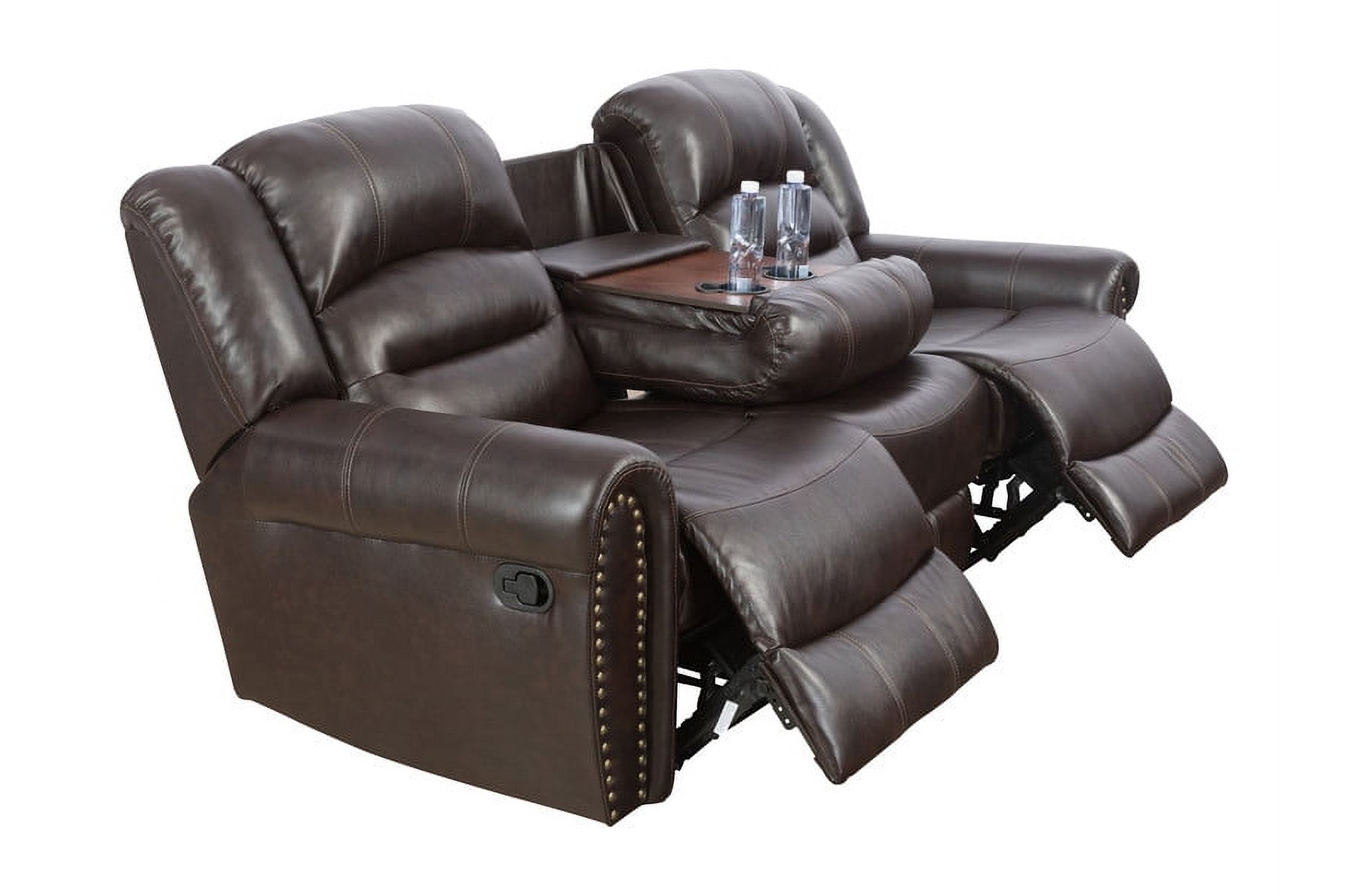 Irene Inevent 3-Piece Leather Sofa Set, Couch Recliner Sofa Set Semi PU Synthetic Leather Sofa Loveseat Chair for Living Room, Brown