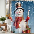thumbnail image 3 of Christmas Shower Curtains for Bathroom, Xmas Snowman Lights Snowflakes Red Blue Waterproof Fabric Shower Curtain for Bathroom Bathtub Decoration, Machine Washable, 36"x72", 3 of 9