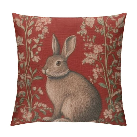 Patifu Charlotte Home Furnishings Couch Pillow Covers Tapestry Throw Pillow Cover for Living Room Medieval Rabbit Decorative French Country Sofa Pillow Covers Soft Jacquard Woven 12x12in